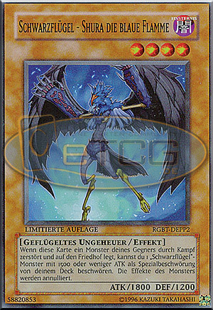 Schwarzflügel - Shura die blaue Flamme YuGiOh Karte Blackwing - Shura the  Blue Flame YuGiOh Card Duelist Pack Collection Tin 2009 RGBT-DEPP2 Raging  Battle RGBT-DE011 Gold Series 3 GLD3-DE025 Duelist Pack: Crow