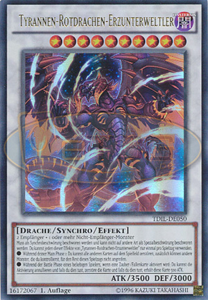 Tyrannen-Rotdrachen-Erzunterweltler YuGiOh Karte Tyrant Red Dragon  Archfiend YuGiOh Card The Dark Illusion TDIL-DE050 Duelist Pack:  Dimensional Guardians DPDG-DE030